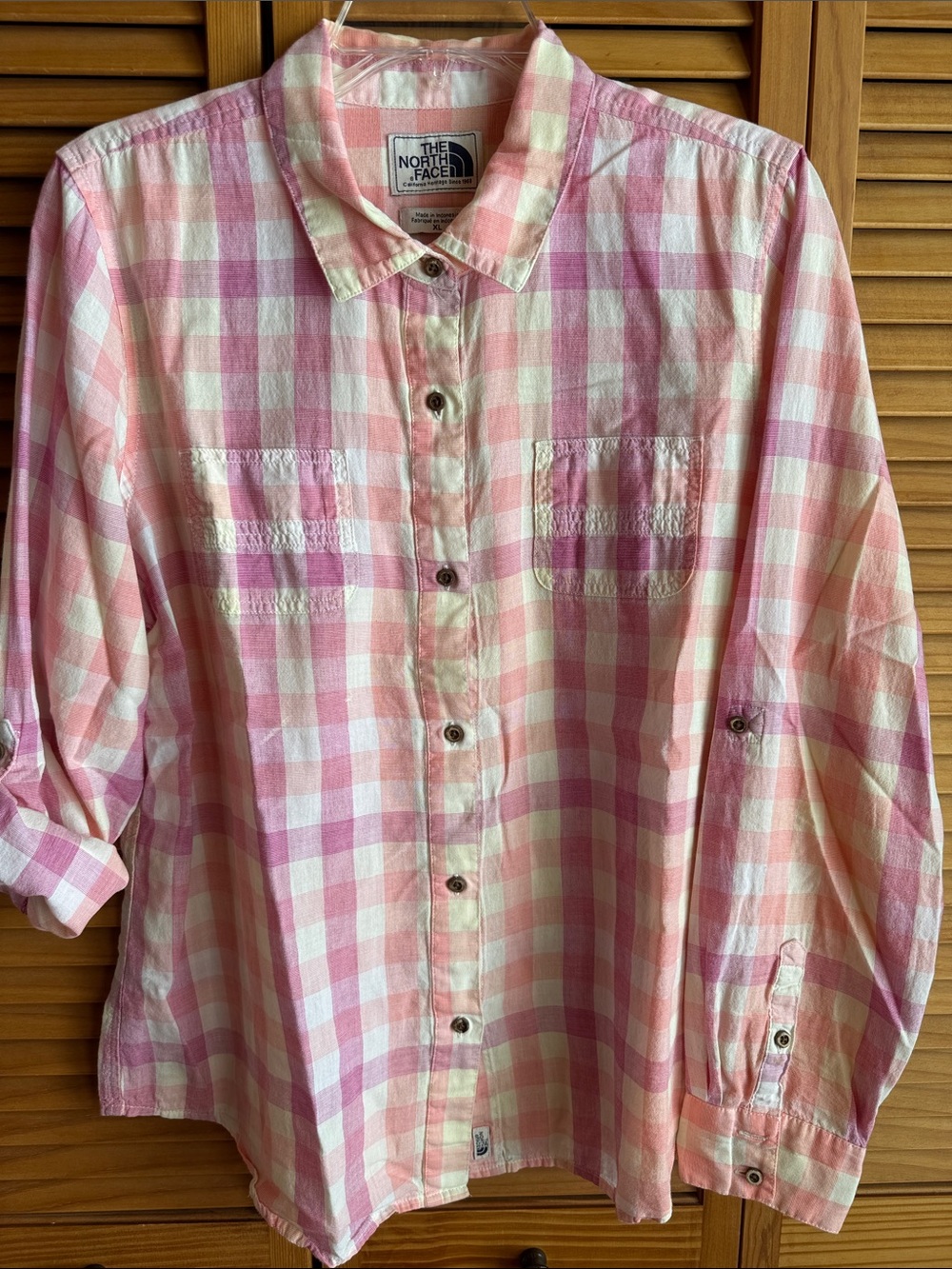 North Face Pink & Purple checkered Button-Up Shirt
